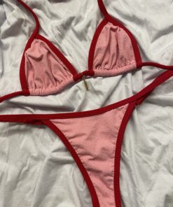 Biquíni Cacau rosa com vermelho